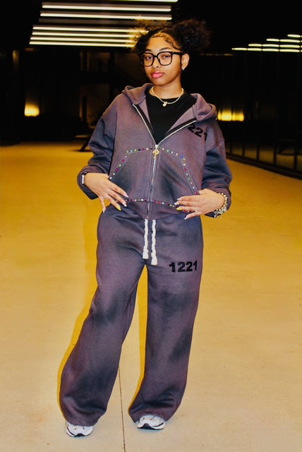 1221 Rhinestone Unisex Sweatsuit Set