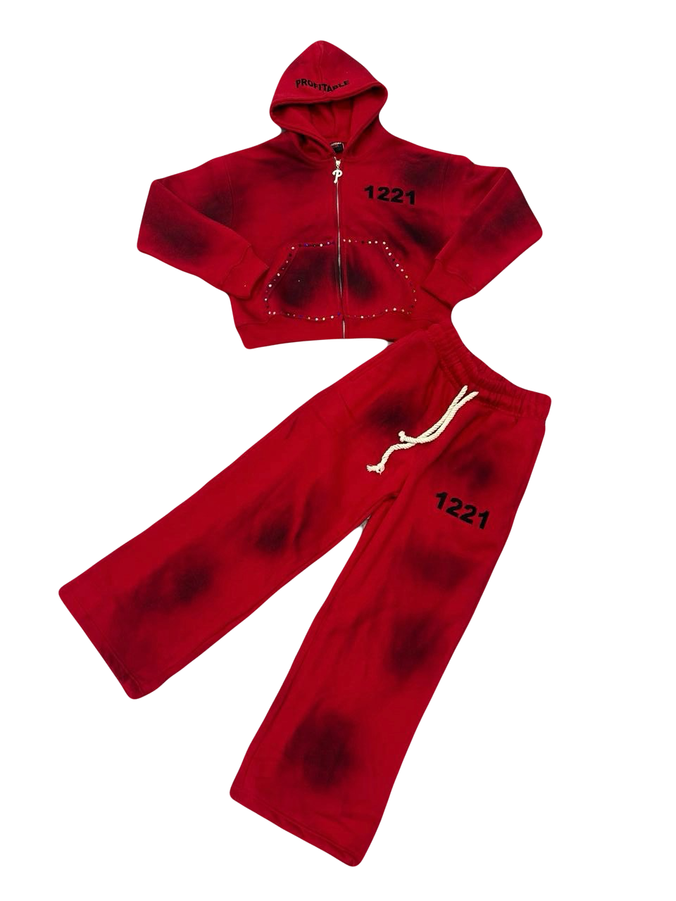 1221 Rhinestone Unisex Sweatsuit Set