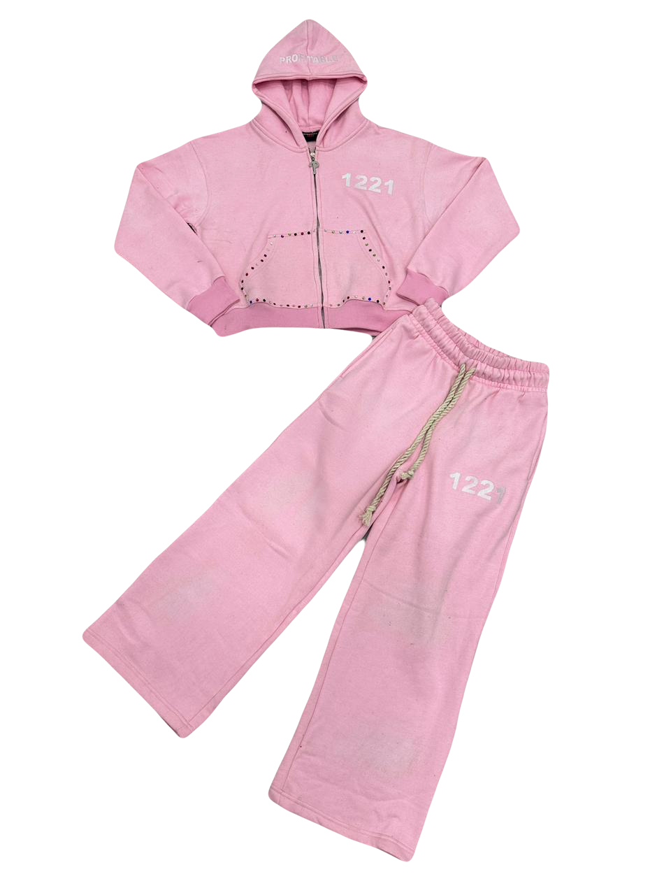 1221 Rhinestone Unisex Sweatsuit Set