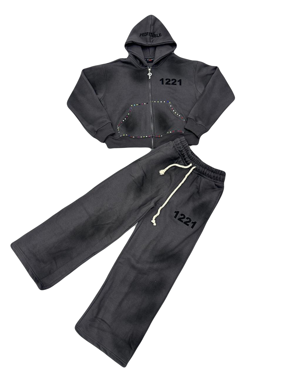 1221 Rhinestone Unisex Sweatsuit Set